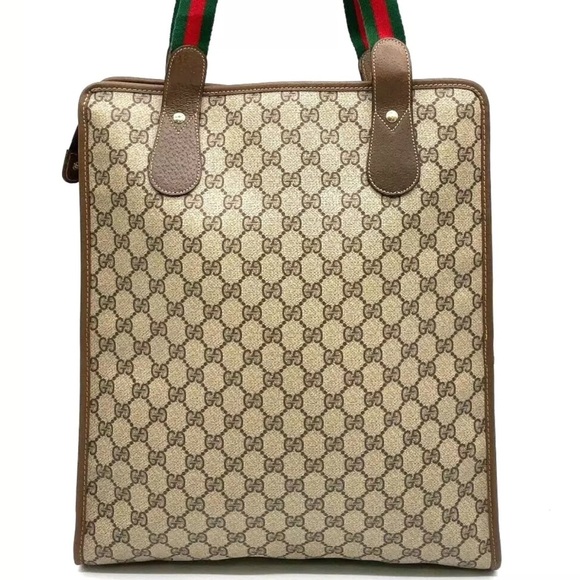 Authentic Gucci Old GG Sherry Line Beige PVC Tote bag - Picture 2 of 16
